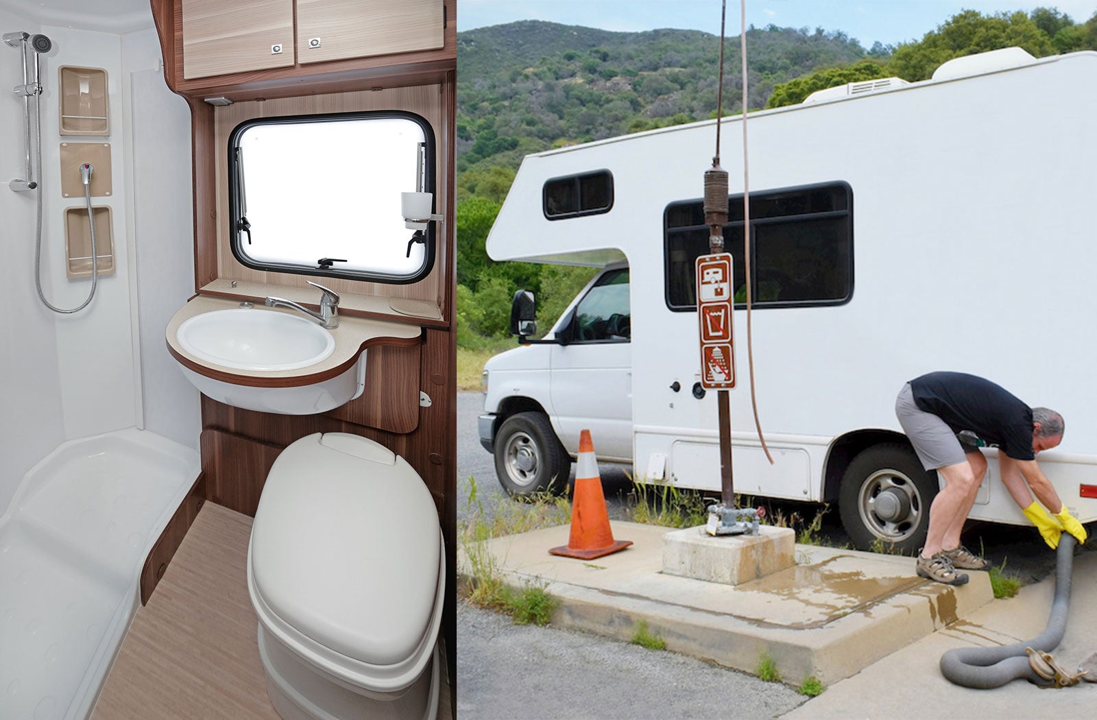 Portable RV/camper toilet and holding tank setup in Muskogee, Oklahoma
